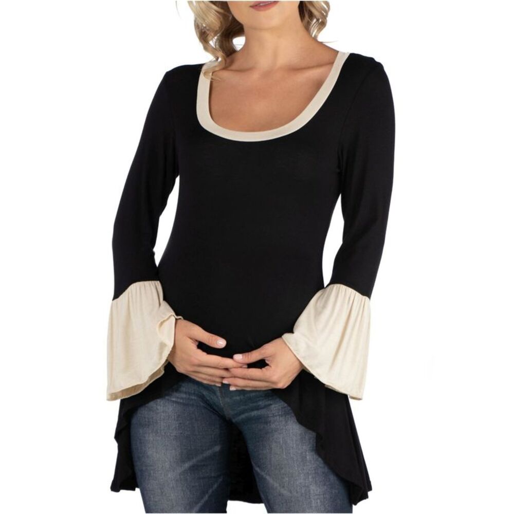 24seven Womens Plus Size Contrast Trim Tunic Blouse, NWT